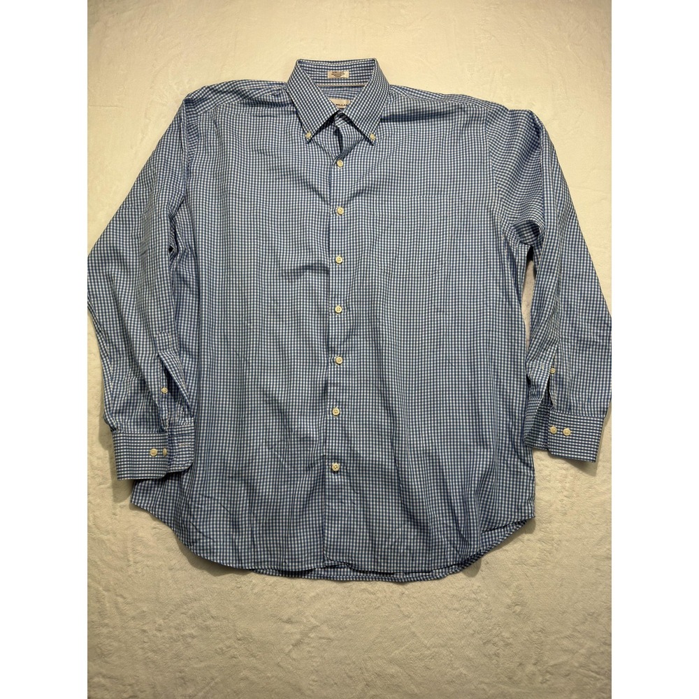 Peter Millar Shirt Mens XL Blue Check Gingham Long Sleeve Button Down Classic